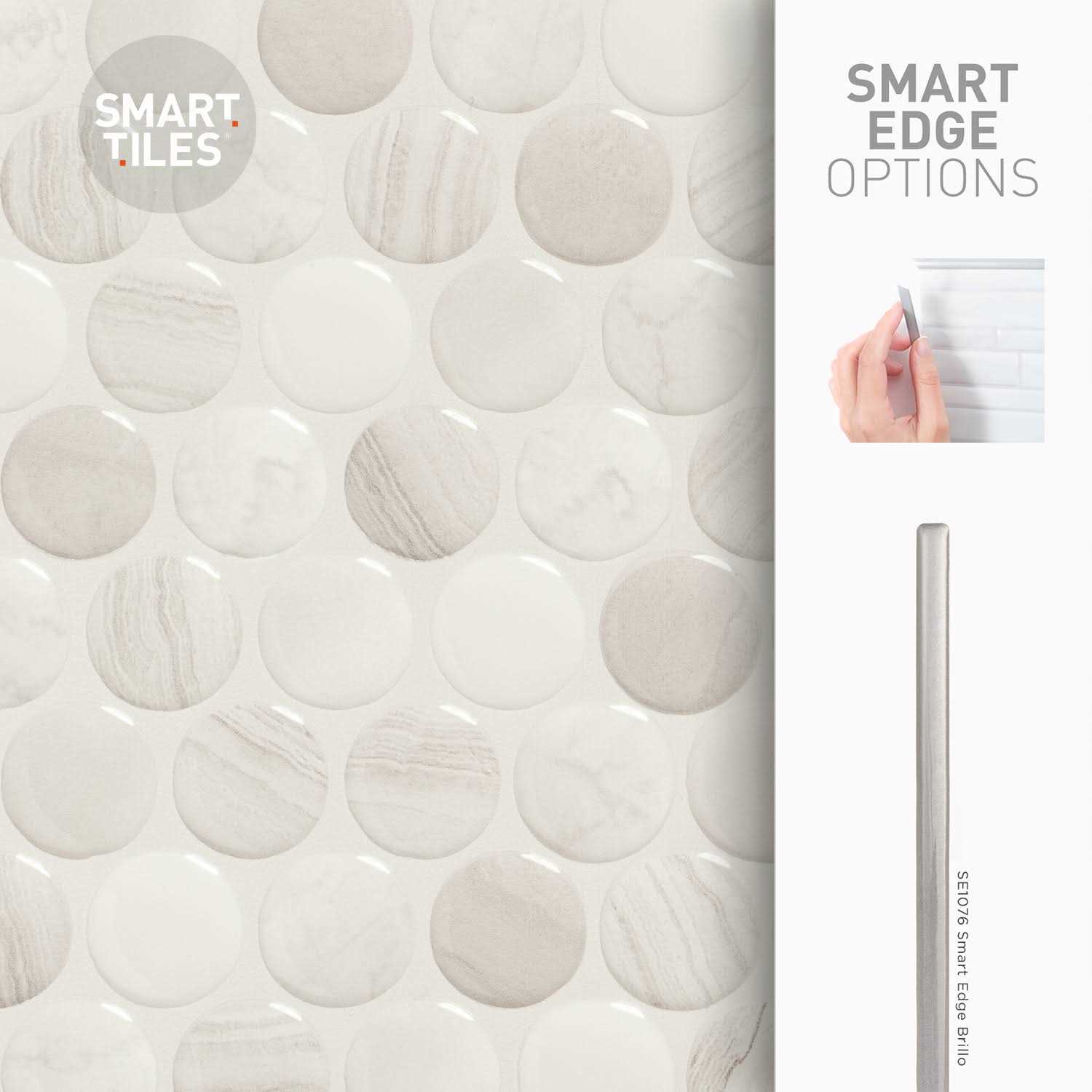 Smart Tiles Penny Sergio Green 8.97 in. x 8.95 in. Vinyl Peel and Stick Tile SM1186G-04-QG - Zenithce