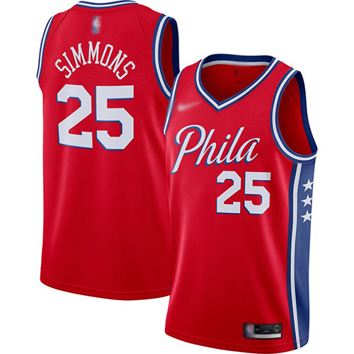 76ers #25 Ben Simmons Red Swingman Statement Edition 2019-2020 Jersey - Zenithce