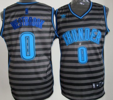 Oklahoma City Thunder #0 Russell Westbrook Gray With Black Pinstripe Jersey - Zenithce