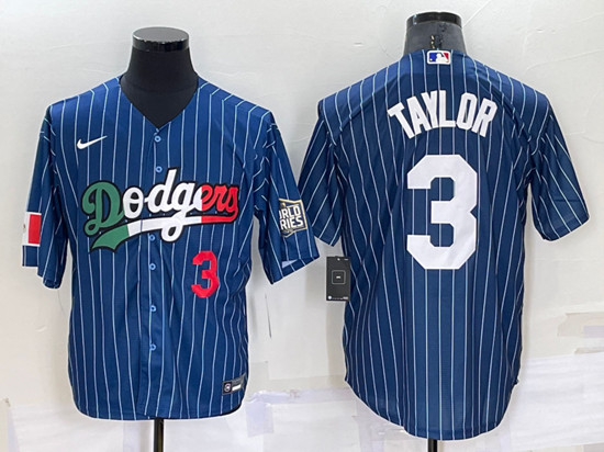 Los Angeles Dodgers #3 Chris Taylor Navy Mexico World Series Cool Base Stitched Baseball Jersey - Zenithce