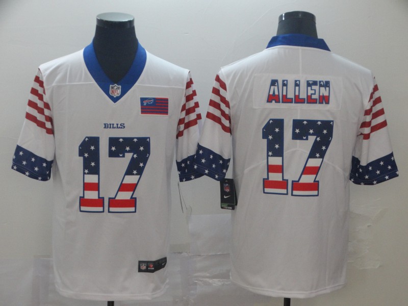 Buffalo Bills #17 Josh Allen White USA Flag Limited Stitched Jersey - Zenithce