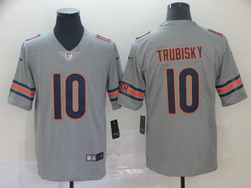 Chicago Bears #10 Mitchell Trubisky Silver Inverted Legend Stitched Jersey - Zenithce