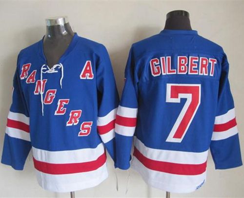 Rangers #7 Rod Gilbert Light Blue CCM Throwback Stitched Jersey - Zenithce