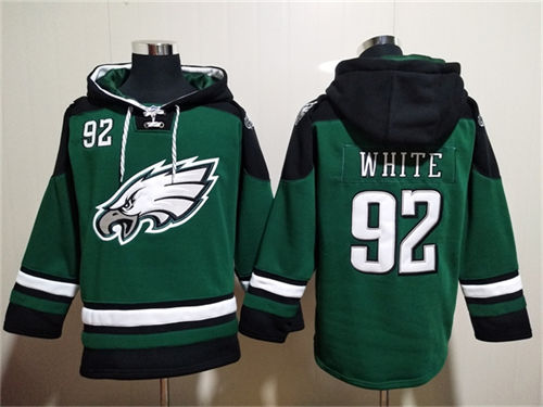 Philadelphia Eagles #92 Reggie White Green Lace-Up Pullover Hoodie - Zenithce