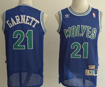 Minnesota Timberwolves #21 Kevin Garnett Blue Swingman Throwback Jersey - Zenithce