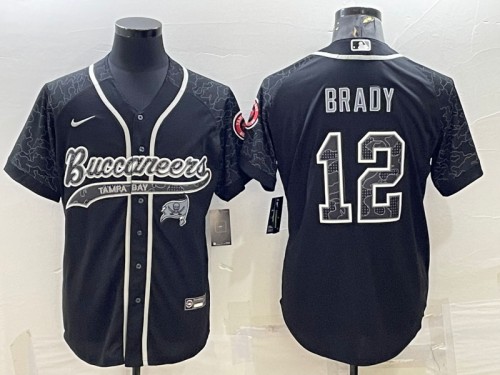 Tampa Bay Buccaneers #12 Tom Brady Black Reflective With Patch Cool Base Stitched Jersey - Zenithce