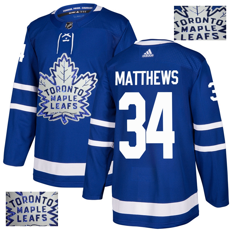 Toronto Maple Leafs #34 Auston Matthews Blue Fashion Gold Stitched Jersey - Zenithce