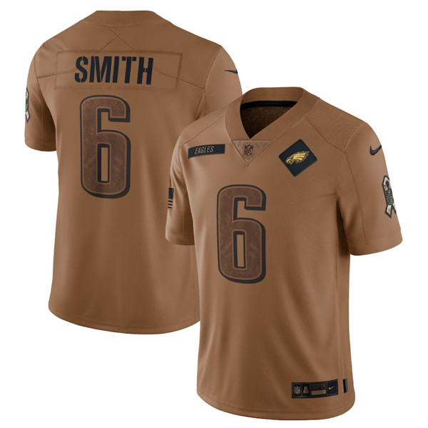 Philadelphia Eagles #6 DeVonta Smith 2023 Brown Salute To Service Limited Stitched Jersey - Zenithce