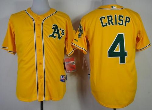 Athletics #4 Coco Crisp Yellow Cool Base Stitched Jersey - Zenithce