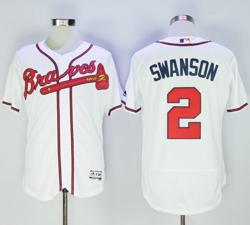 Braves #2 Dansby Swanson White Flexbase Authentic Collection Stitched Jersey - Zenithce