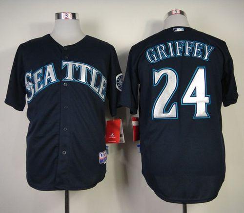 Mariners #24 Ken Griffey Stitched Navy Blue Jersey - Zenithce