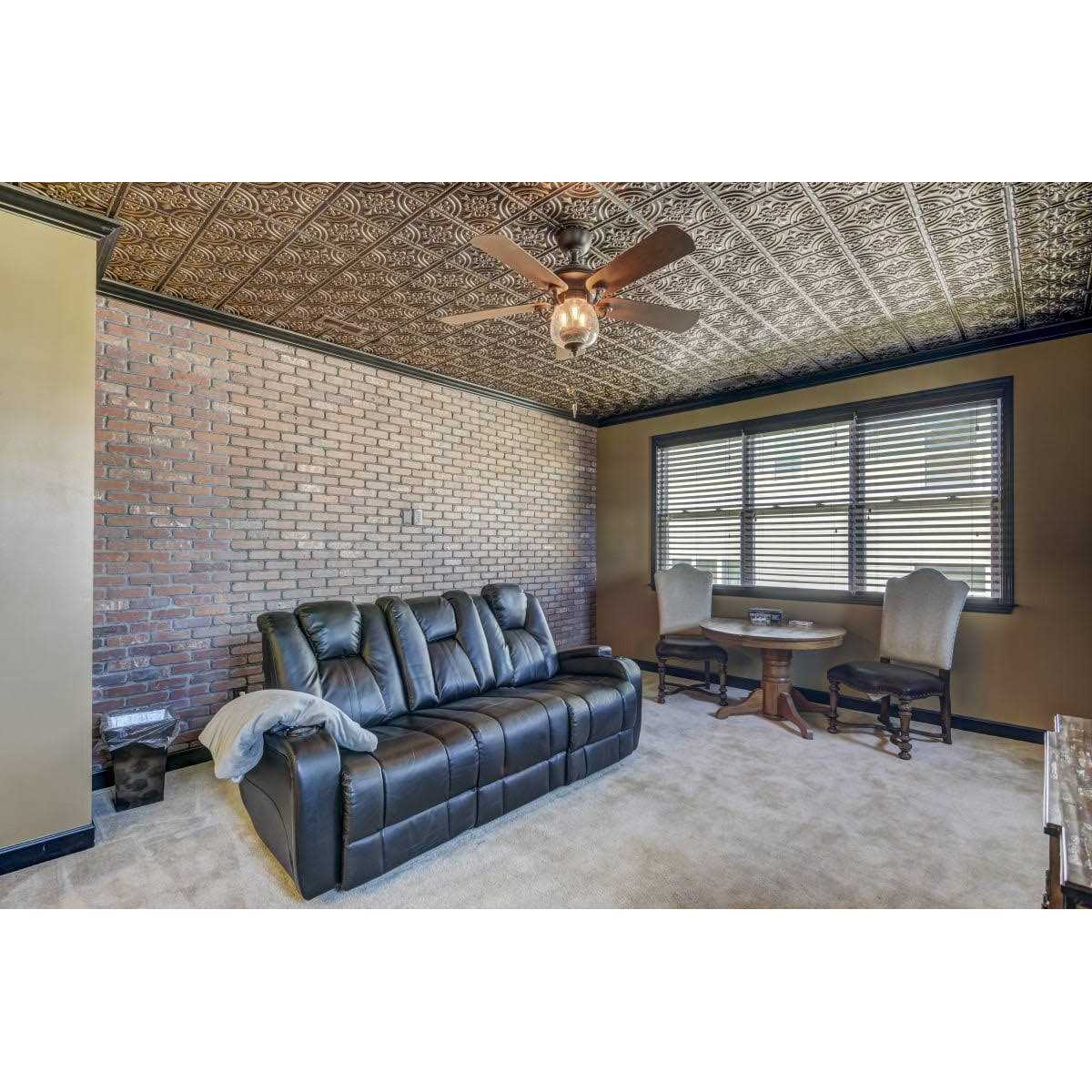 From Plain To Beautiful In Hours Rustic Lattice 2 ft. x 2 ft. PVC Glue-up or Lay-in Ceiling Tile in Antique Copper - Zenithce