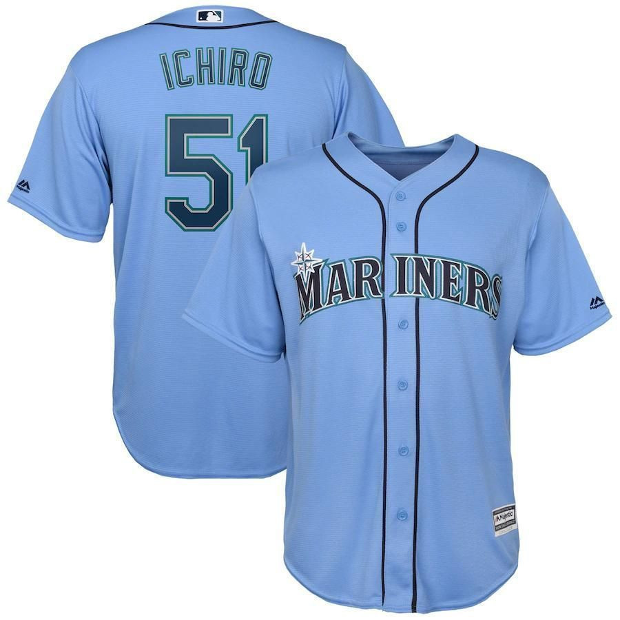 Mariners #51 Ichiro Suzuki Light Blue Cool Base Stitched Jersey - Zenithce