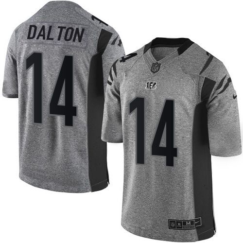 Bengals #14 Andy Dalton Gray Stitched Limited Gridiron Gray Nike Jersey - Zenithce