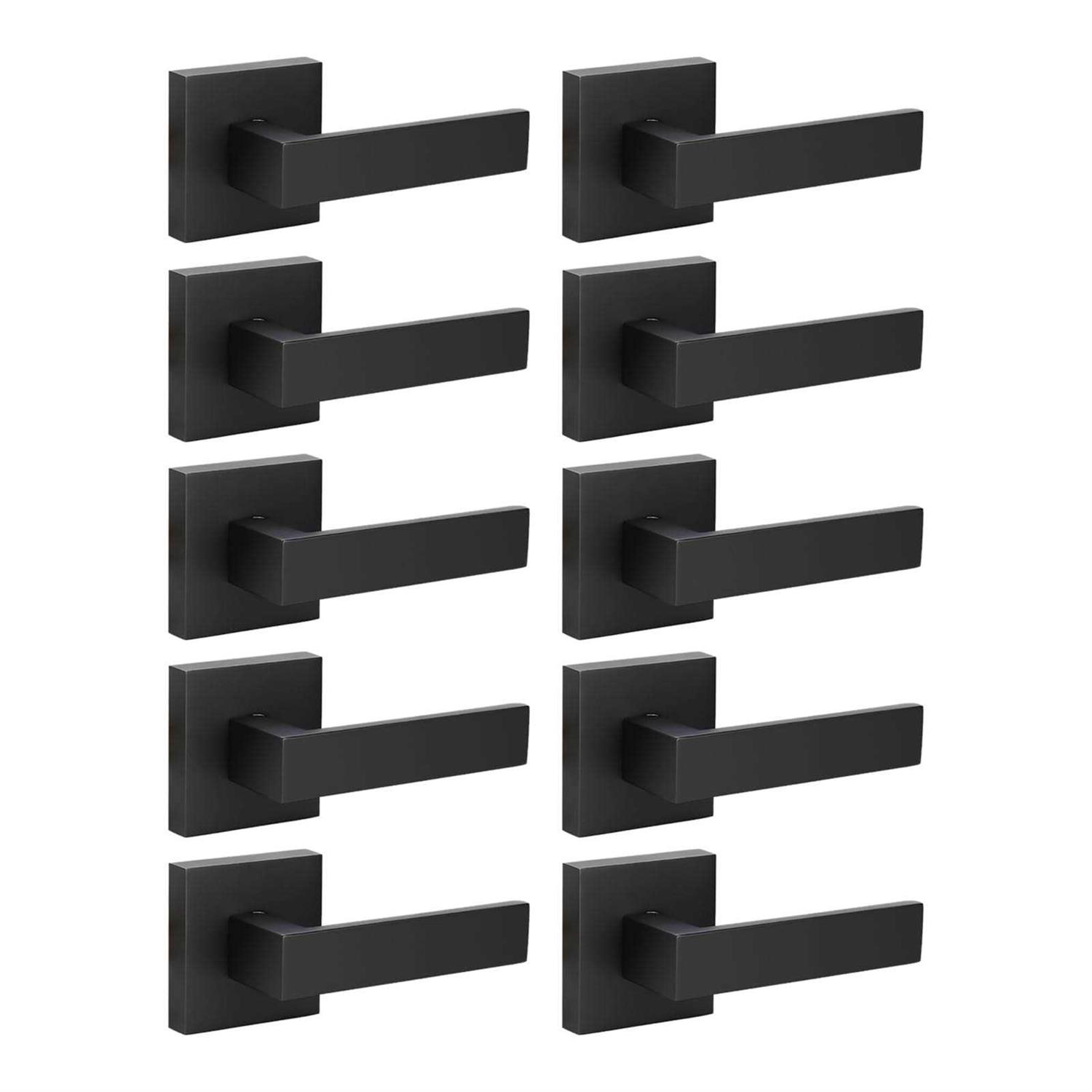 KNOBWELL 10 Pack Oil Rubbed Bronze Door Handle, Privacy Door Lever Bed and Bath Leverset Lockset - Zenithce