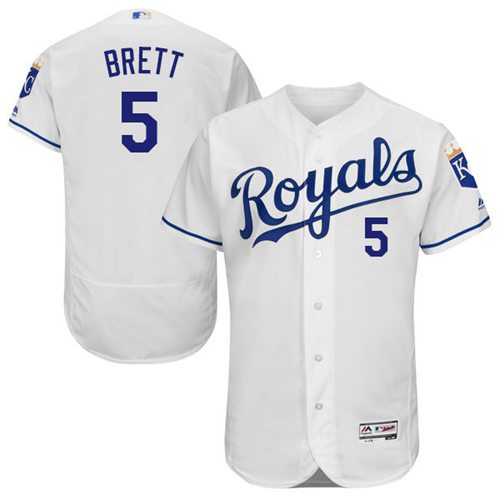 Royals #5 George Brett White Flexbase Authentic Collection Stitched Jersey - Zenithce