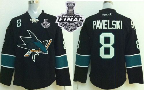 Sharks #8 Joe Pavelski Black 2016 Stanley Cup Final Patch Stitched Jersey - Zenithce