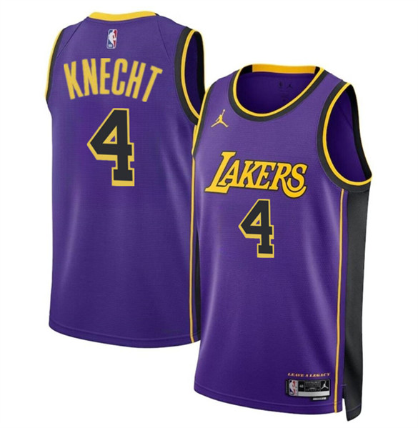 Los Angeles Lakers #4 Dalton Knecht Purple 2024 Draft Statement Edition Stitched Jersey - Zenithce