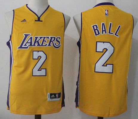 2017 Draft Los Angeles Lakers #2 Lonzo Ball Yellow Stitched adidas Revolution 30 Swingman Jersey - Zenithce