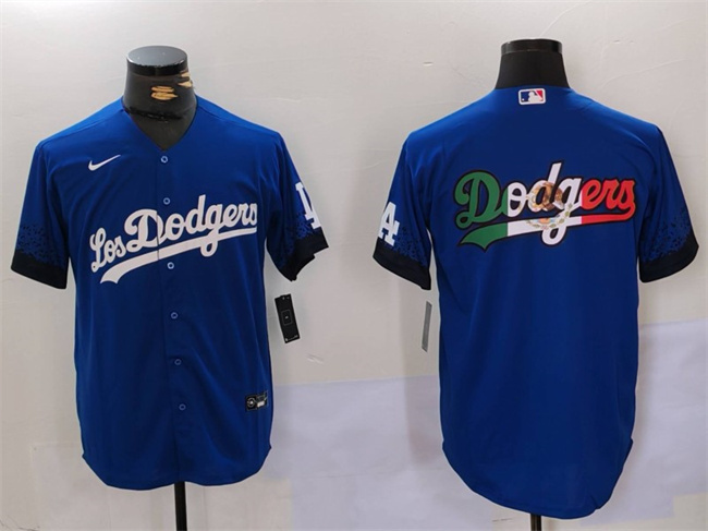 Los Angeles Dodgers Blue Team Big Logo City Connect Cool Base Stitched Jersey - Zenithce