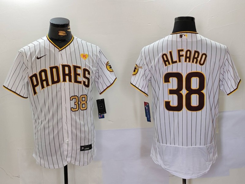 San Diego Padres #38 Jorge Alfaro White With PS Patch Flex Base Stitched Jersey - Zenithce