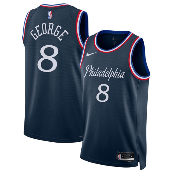 Philadelphia 76ers #8 Paul George Navy 2025-26 City Edition Swingman Stitched Jersey - Zenithce
