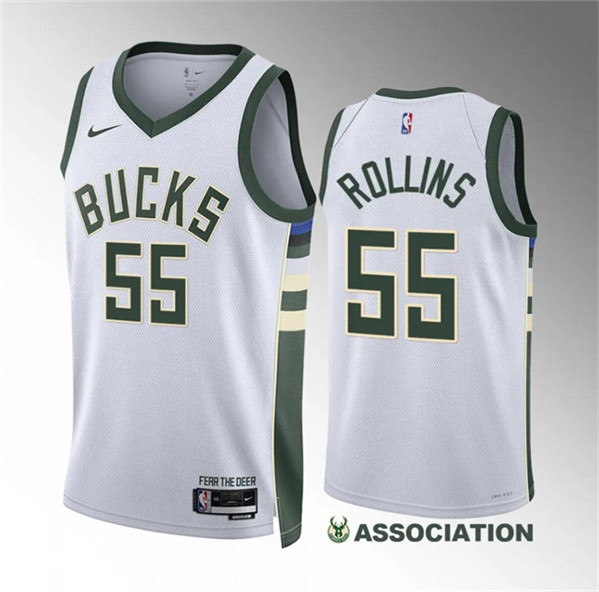 Milwaukee Bucks #55 Ryan Rollins White Association Edition Stitched Jersey - Zenithce