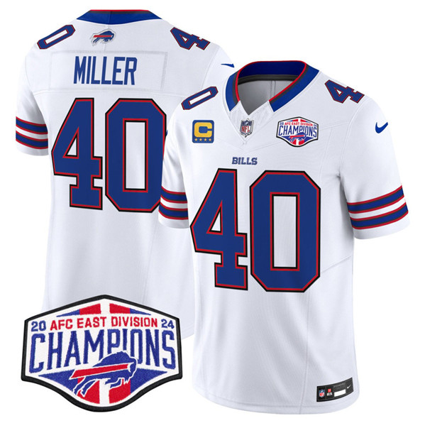 Buffalo Bills #40 Von Miller White 2024-25 F.U.S.E. AFC East Division Champions With 4-Star C Patch Limited Stitched Jersey - Zenithce