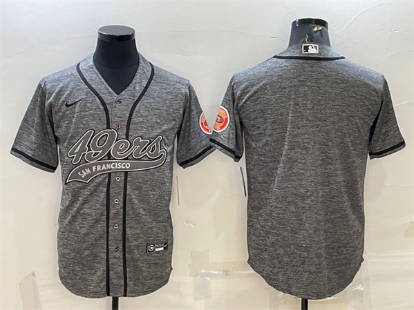 San Francisco 49ers Blank Gray With Patch Cool Base Stitched Baseball Jersey - Zenithce