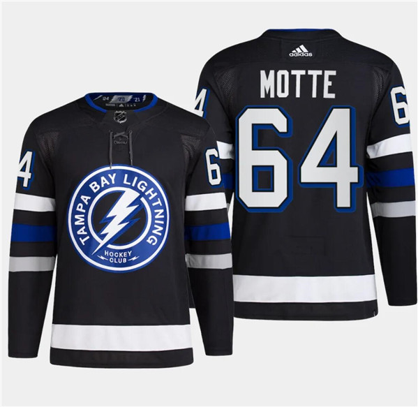 Tampa Bay Lightning #64 Tyler Motte Black Alternate Premier Breakaway Stitched Jersey - Zenithce