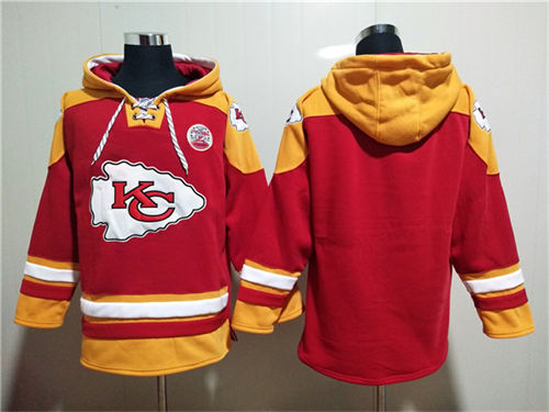 Kansas City Chiefs Blank Red Lace-Up Pullover Hoodie - Zenithce