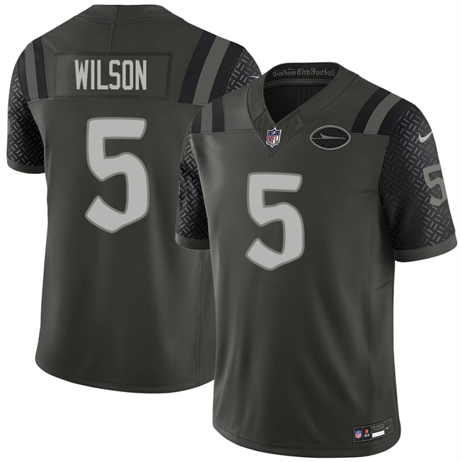 New York Jets #5 Garrett Wilson Black 2025 F.U.S.E. “Rivalries” Vapor Limited Football Stitched Jersey - Zenithce