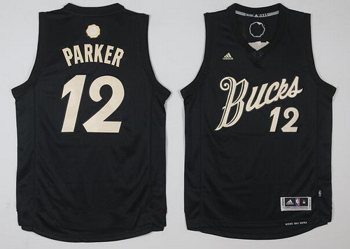 Milwaukee Bucks #12 Jabari Parker adidas Black 2016 Christmas Day Stitched Swingman Jersey - Zenithce
