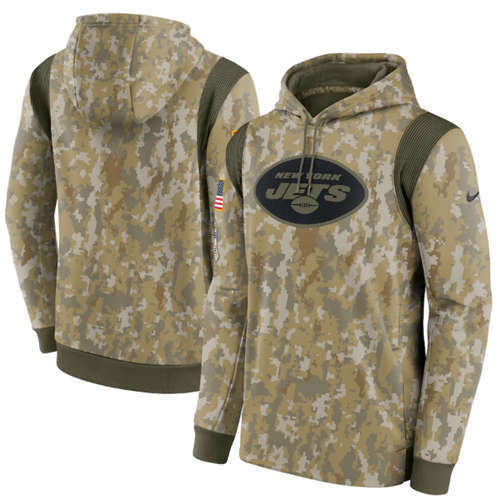 New York Jets Camo 2021 Salute To Service Therma Performance Pullover Hoodie - Zenithce