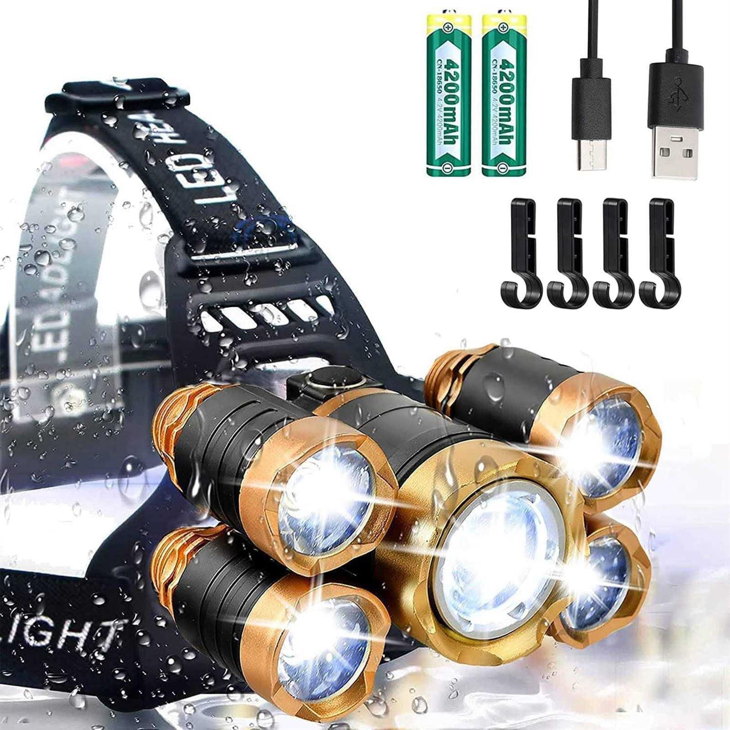 JIMEJV USB Rechargeable Headlamp 12000 Lumen Ultra Bright LED Work Headlight - Zenithce