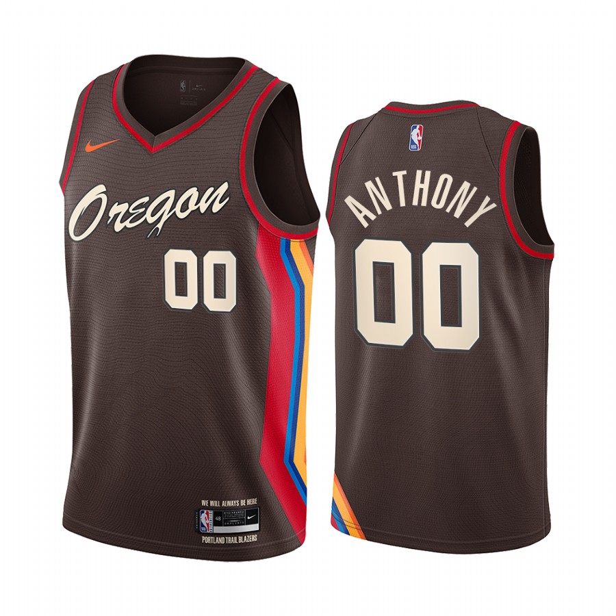 Blazers #00 Carmelo Anthony Chocolate Swingman 2020-21 City Edition Jersey - Zenithce