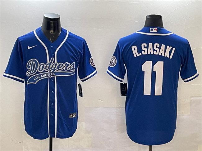 Los Angeles Dodgers #11 Roki Sasaki Royal With Patch Cool Base Stitched Jersey - Zenithce