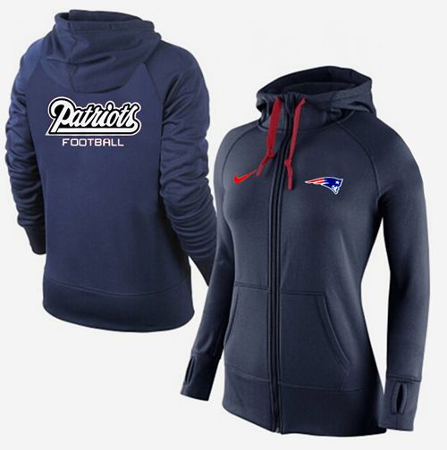 Women's Nike New England Patriots Full-Zip Performance Hoodie Dark Blue - Zenithce