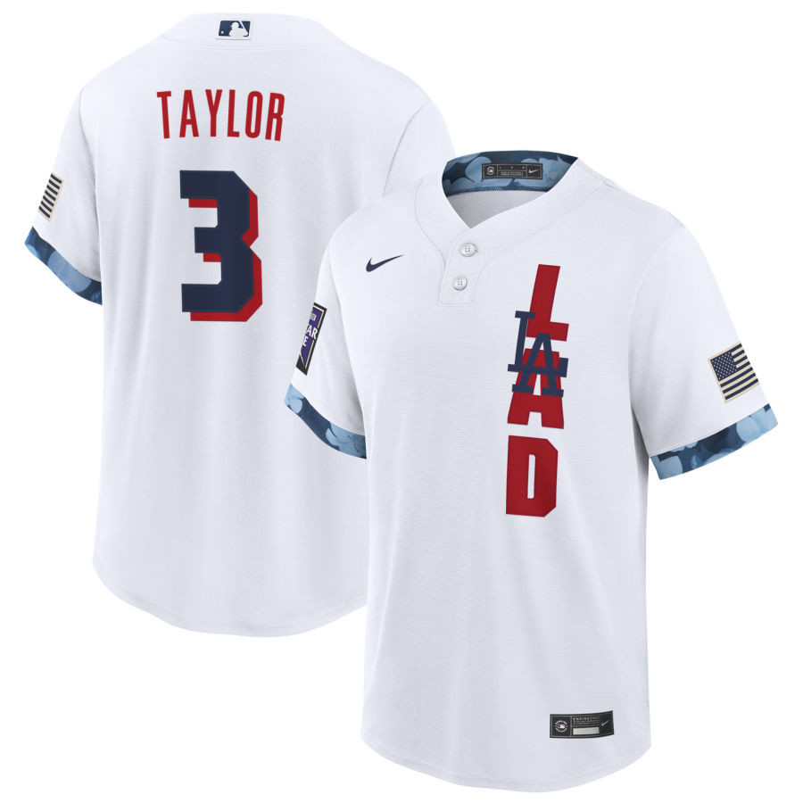 Los Angeles Dodgers #3 Chris Taylor 2021 White All-Star Cool Base Stitched Jersey - Zenithce