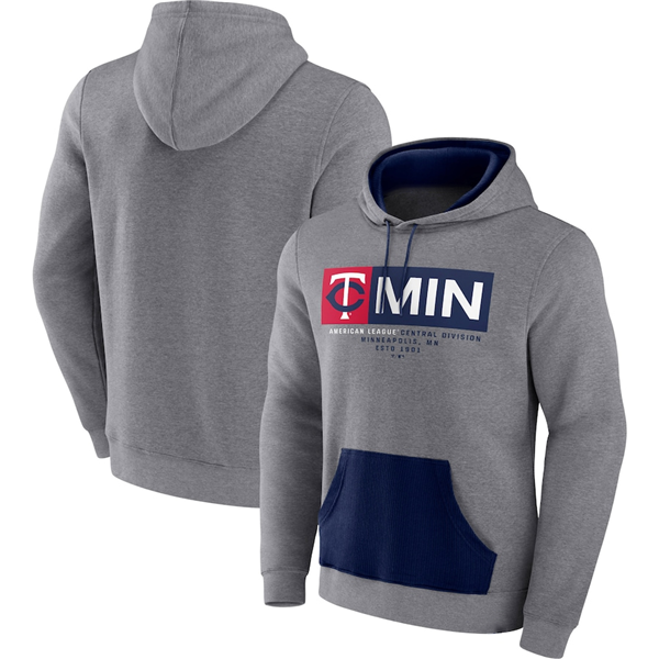 Minnesota Twins Heathered Gray Iconic Steppin Up Fleece Pullover Hoodie - Zenithce