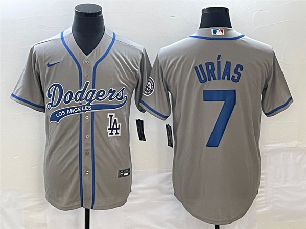 Los Angeles Dodgers #7 Julio Urías Gray With Patch Cool Base Stitched Jersey - Zenithce