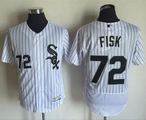 White Sox #72 Carlton Fisk White(Black Strip) Flexbase Authentic Collection Stitched Jersey - Zenithce