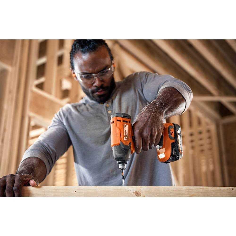 RIDGID 18V Cordless 2-Tool Combo Kit Drill Impact Batteries, Charger, and Bag - Zenithce