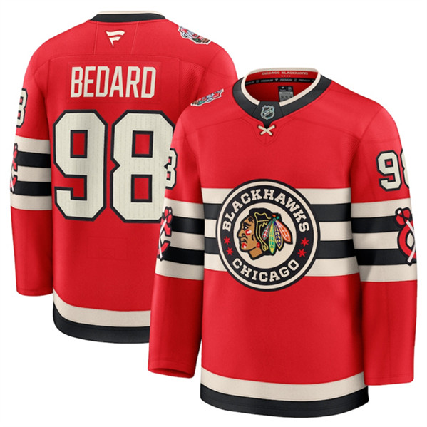 Chicago Blackhawks #98 Connor Bedard Red 2024-25 Winter Classic Stitched Jersey - Zenithce