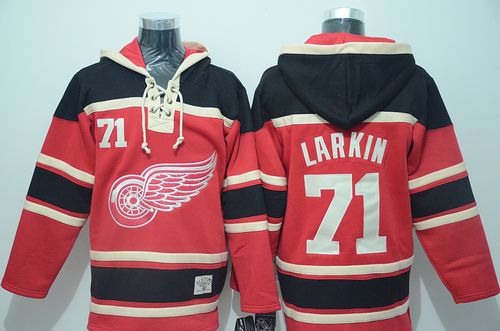 Red Wings #71 Dylan Larkin Red Sawyer Hooded Sweatshirt Stitched Jersey - Zenithce