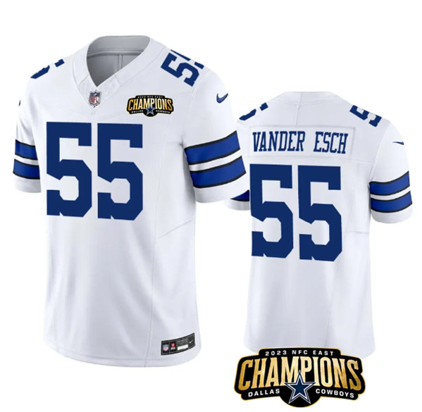 Dallas Cowboys #55 Leighton Vander Esch White 2023 F.U.S.E. NFC East Champions Patch Stitched Jersey - Zenithce