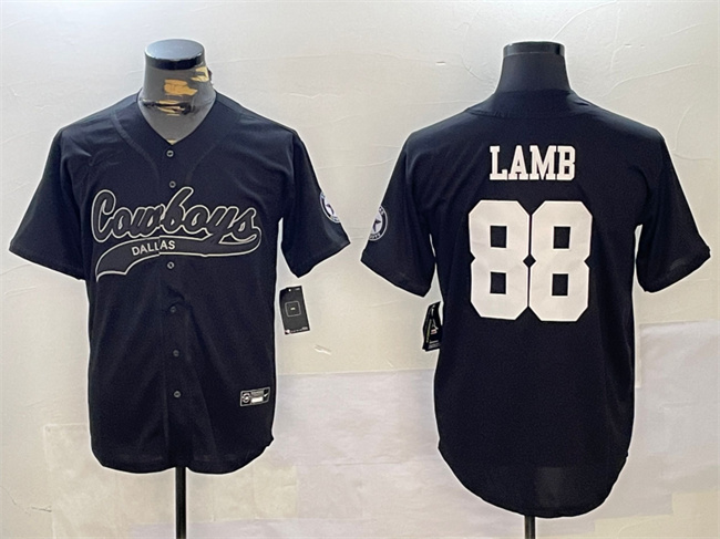 Dallas Cowboys #88 CeeDee Lamb Black With Patch Cool Base Stitched Jersey - Zenithce