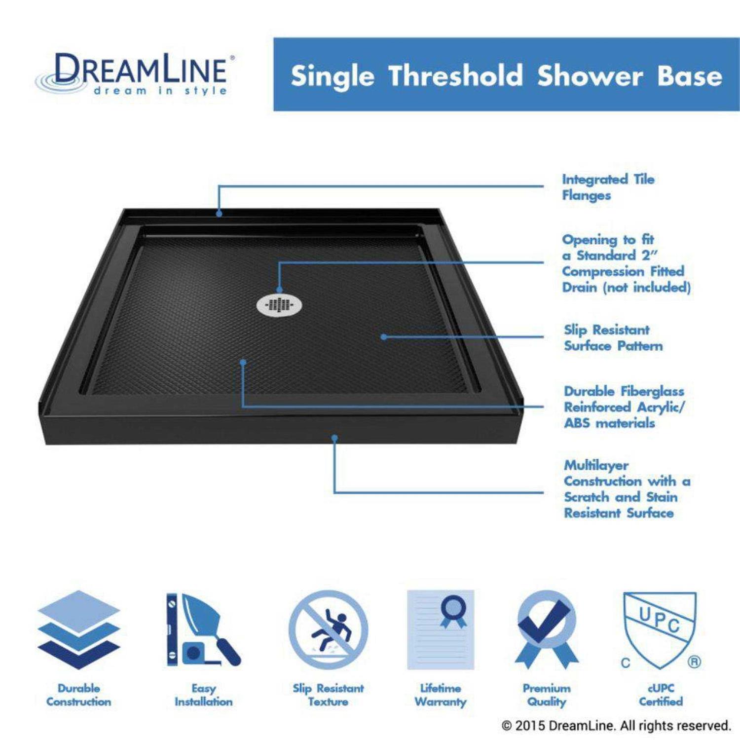 DreamLine DLT-1130601-88 SlimLine 60 x 30 Single Threshold Shower Base - Zenithce