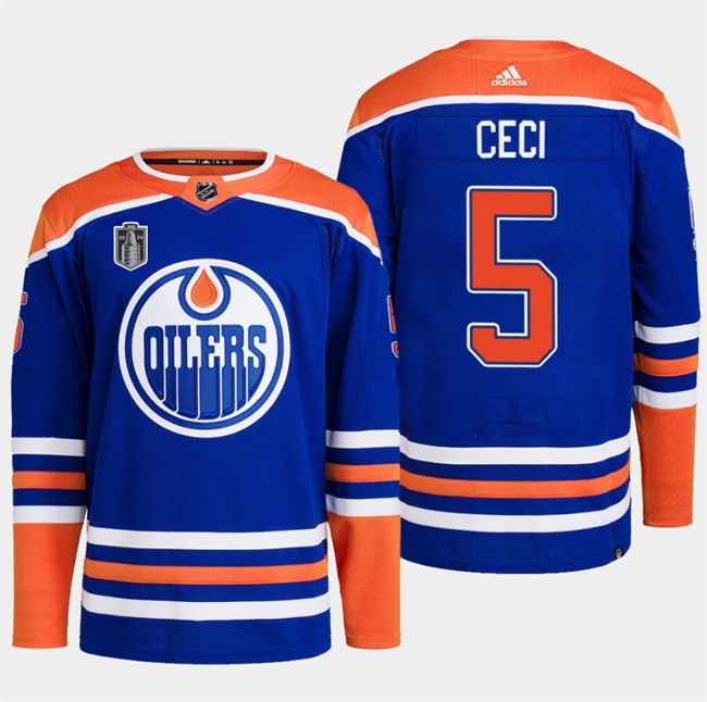 Edmonton Oilers #5 Cody Ceci Royal 2024 Stanley Cup Final Patch Stitched Jersey - Zenithce