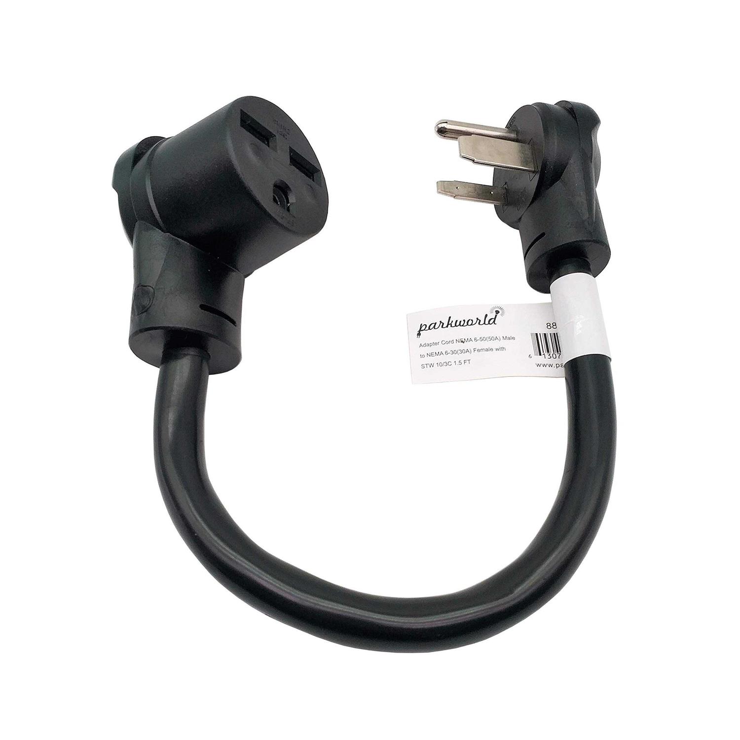 Parkworld 886399 Shore Power 50A to RV & EV Power Adapter Cord Nema Ss2-50p/Cs6365 to 14-50r 1.5ft - Zenithce